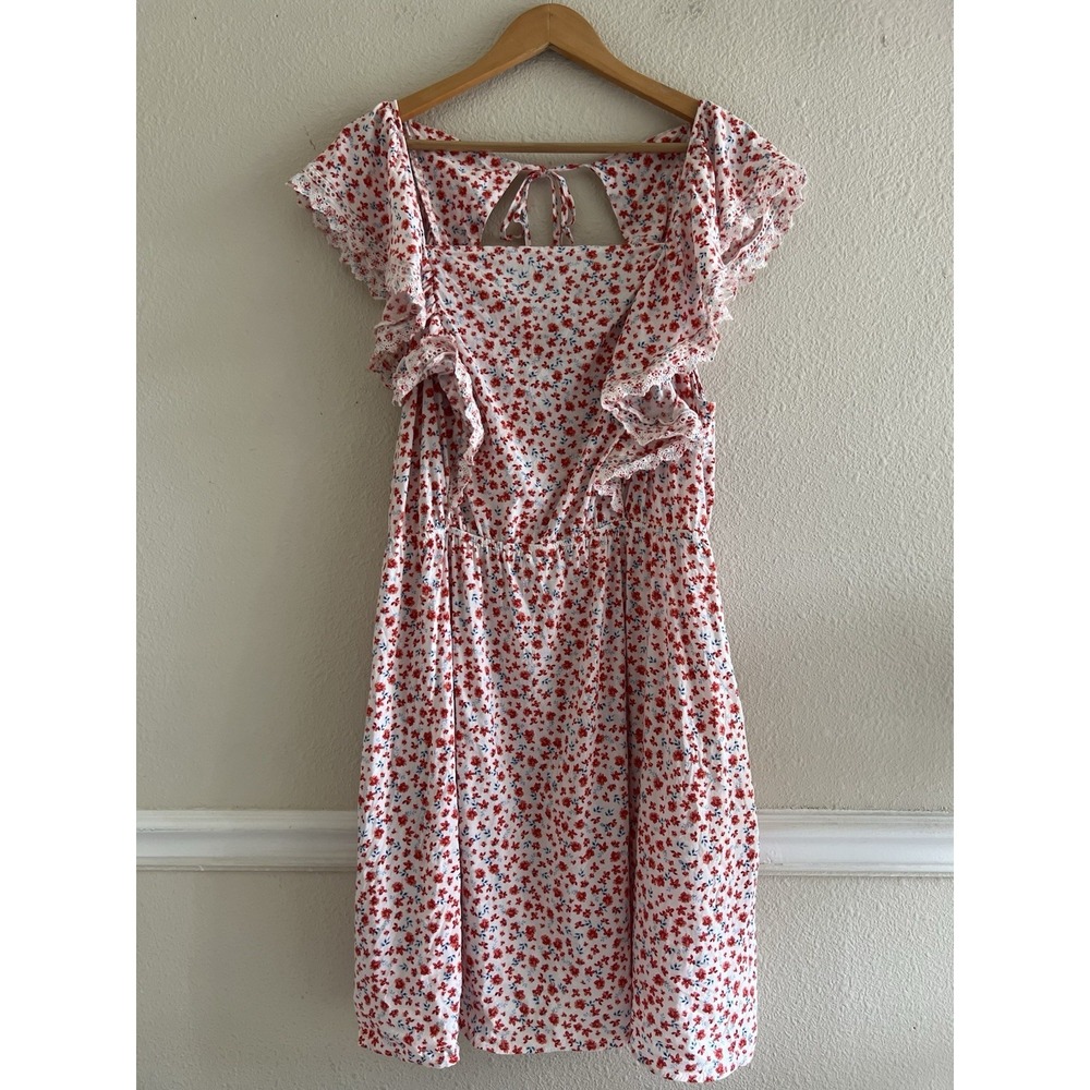 Old Navy Waist Defined Flutter Sleeve Floral Mini Dress 2XL Cottagecore Boho